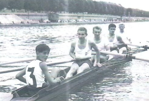 Vierermannschaft am Oberen Mainkai in den 1960er Jahren