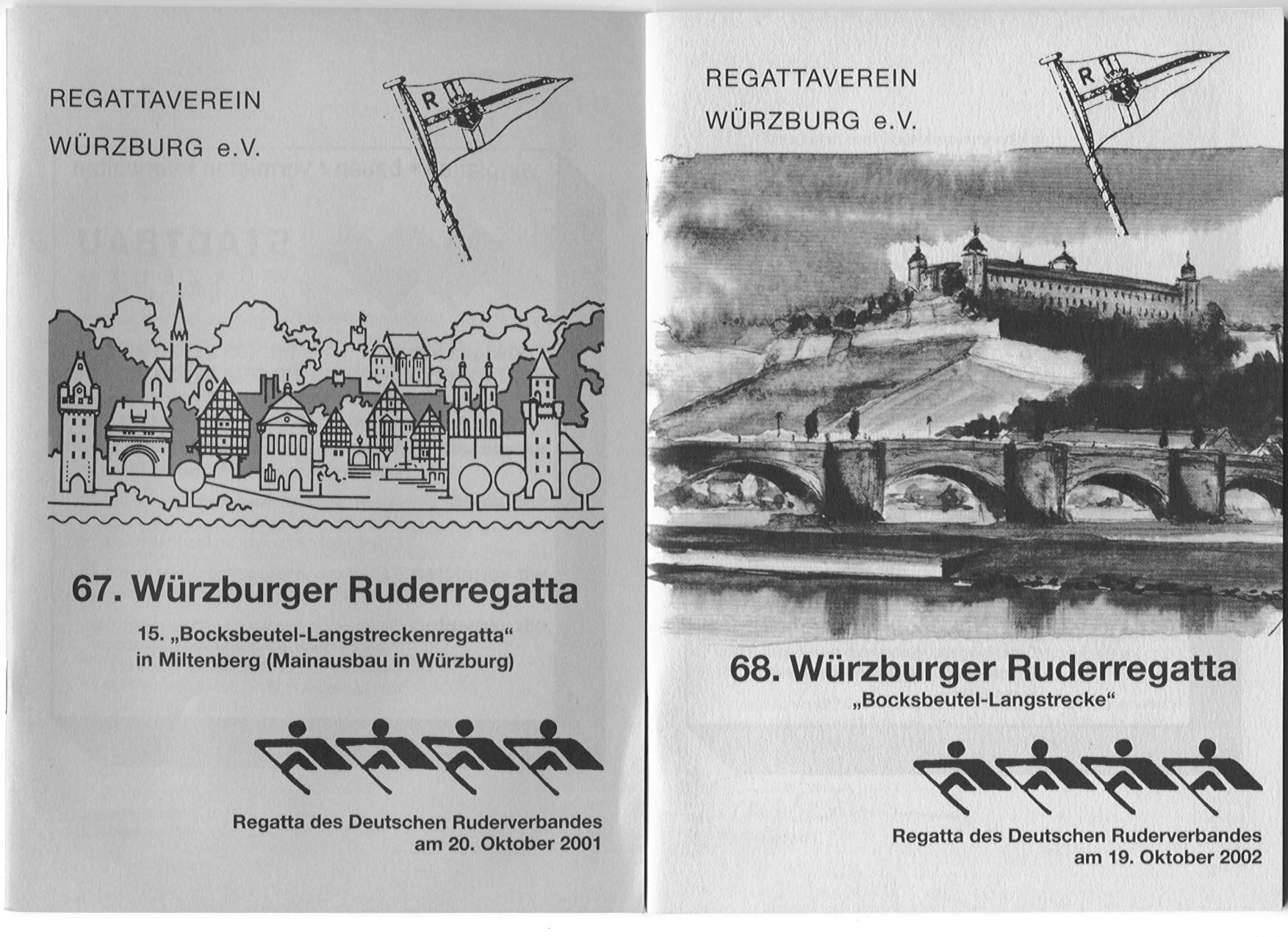 Titelseiten der Regattaprogrammhefte von 2001 und 2002